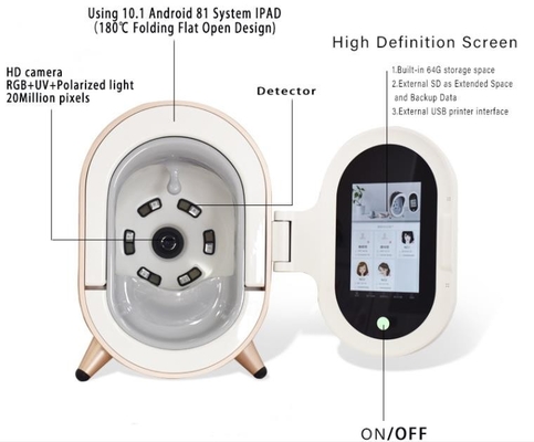 50HZ Yüz Tarayıcı Cilt Analiz Cihazı Teşhis Yüz Dermatoloji Cihazı